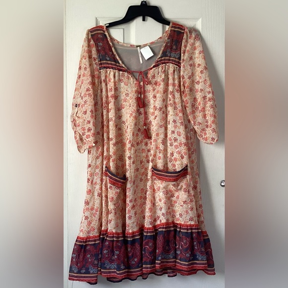 Free People Dresses & Skirts - Free people Penny Lane tea combo mini dress floral chiffon bohemian Size Large